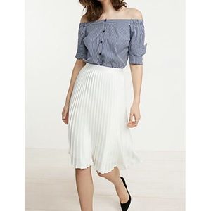 Express high waisted satin pleated midi skirt